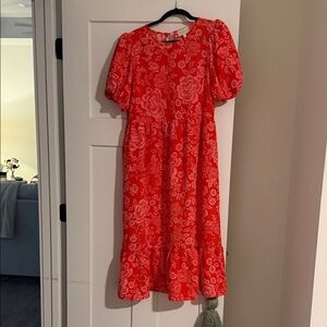 Sugarlips Vibrant Red Floral Midi Dress
